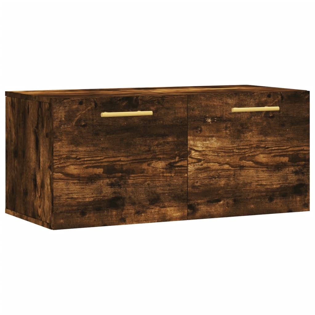 Wall Cabinet Smoked Oak 80x36.5x35 cm Wood Material