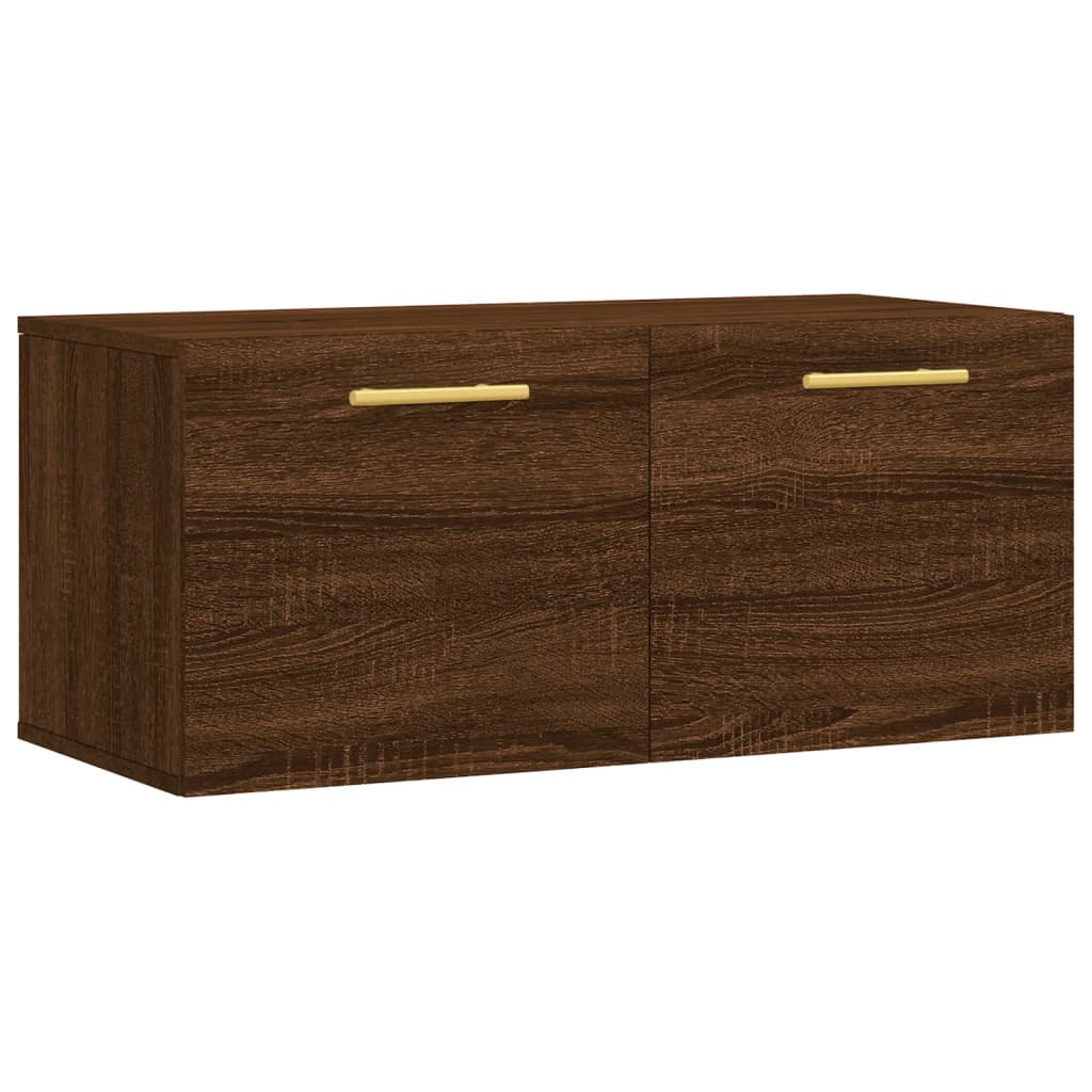 Wall Cabinet Brown Oak Look 80x36.5x35 cm Wood Material