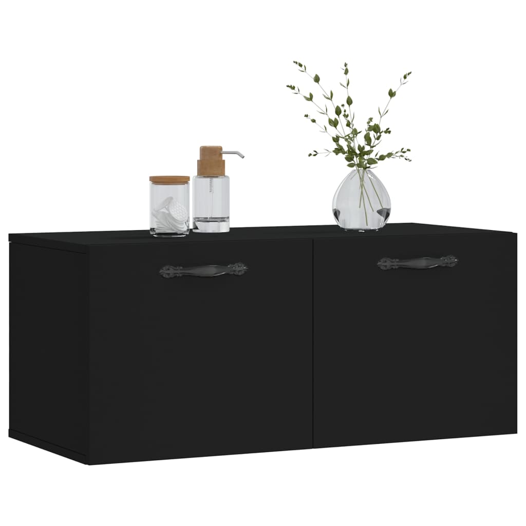 Wall Cabinet Black 80x36.5x35 cm Wood Material