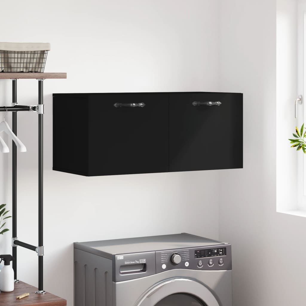 Wall Cabinet Black 80x36.5x35 cm Wood Material