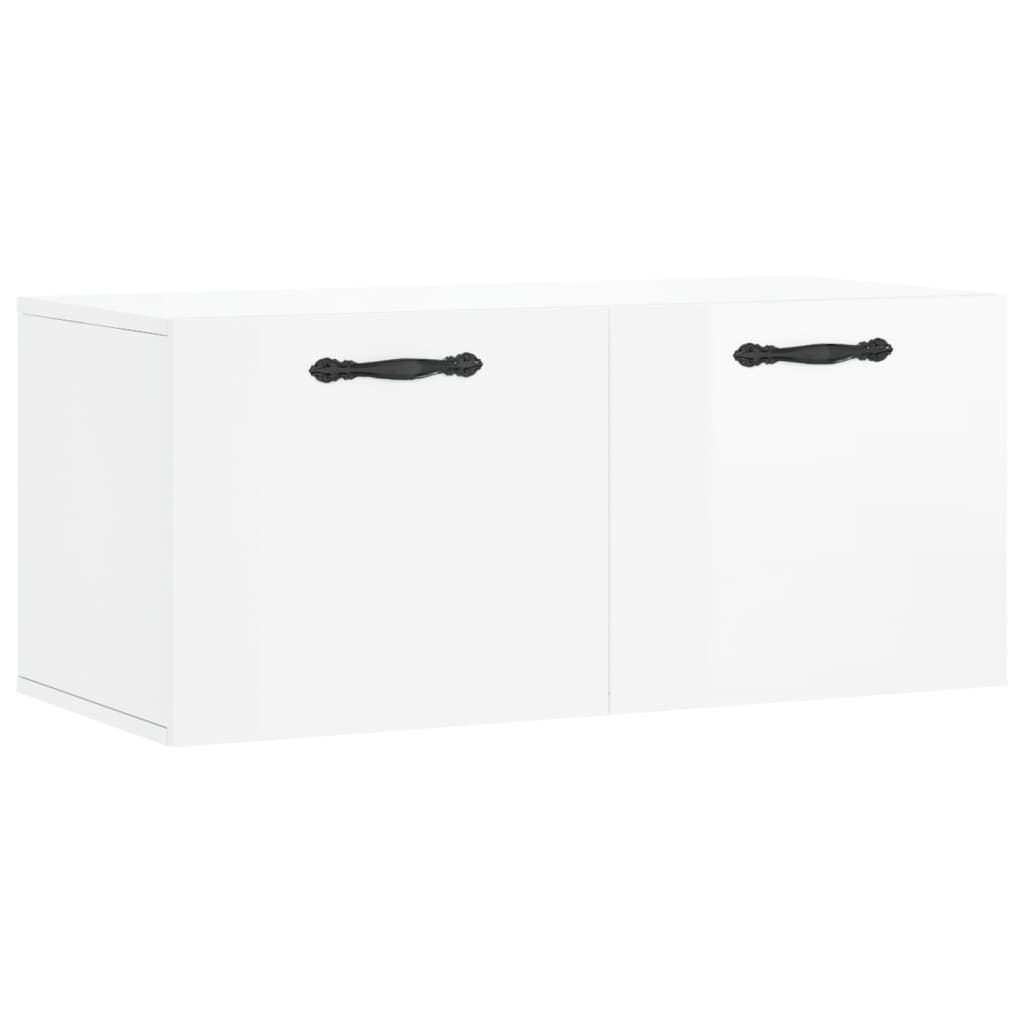 Wall Cabinet High Gloss White 80x36.5x35 cm Wood Material