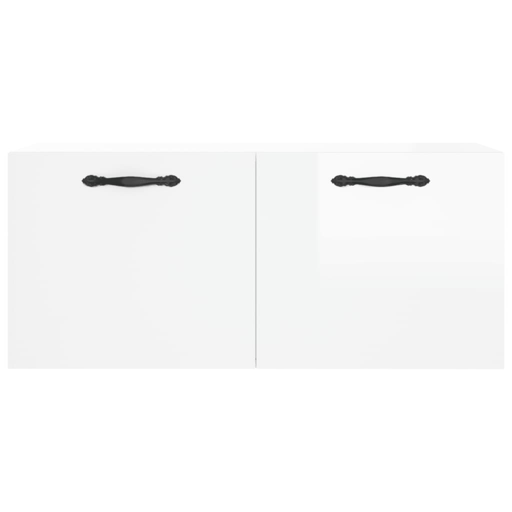 Wall Cabinet High Gloss White 80x36.5x35 cm Wood Material