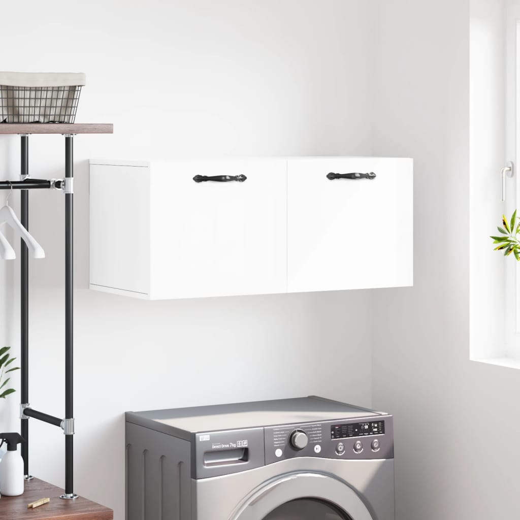 Wall Cabinet High Gloss White 80x36.5x35 cm Wood Material