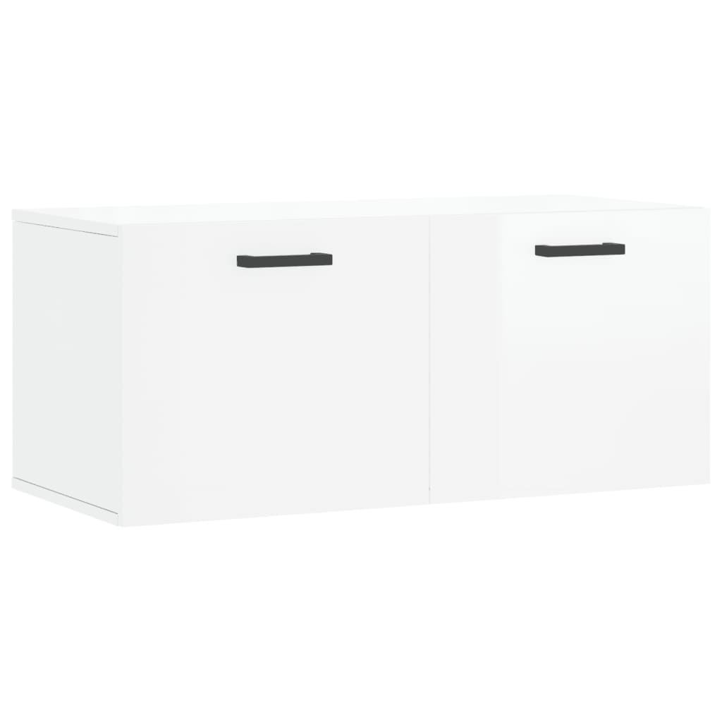 Wall Cabinet High Gloss White 80x36.5x35 cm Wood Material