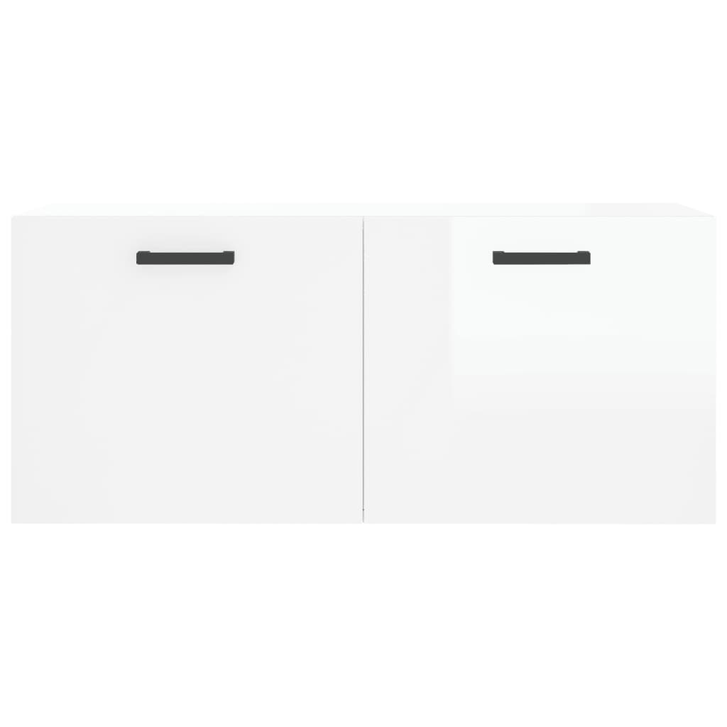 Wall Cabinet High Gloss White 80x36.5x35 cm Wood Material