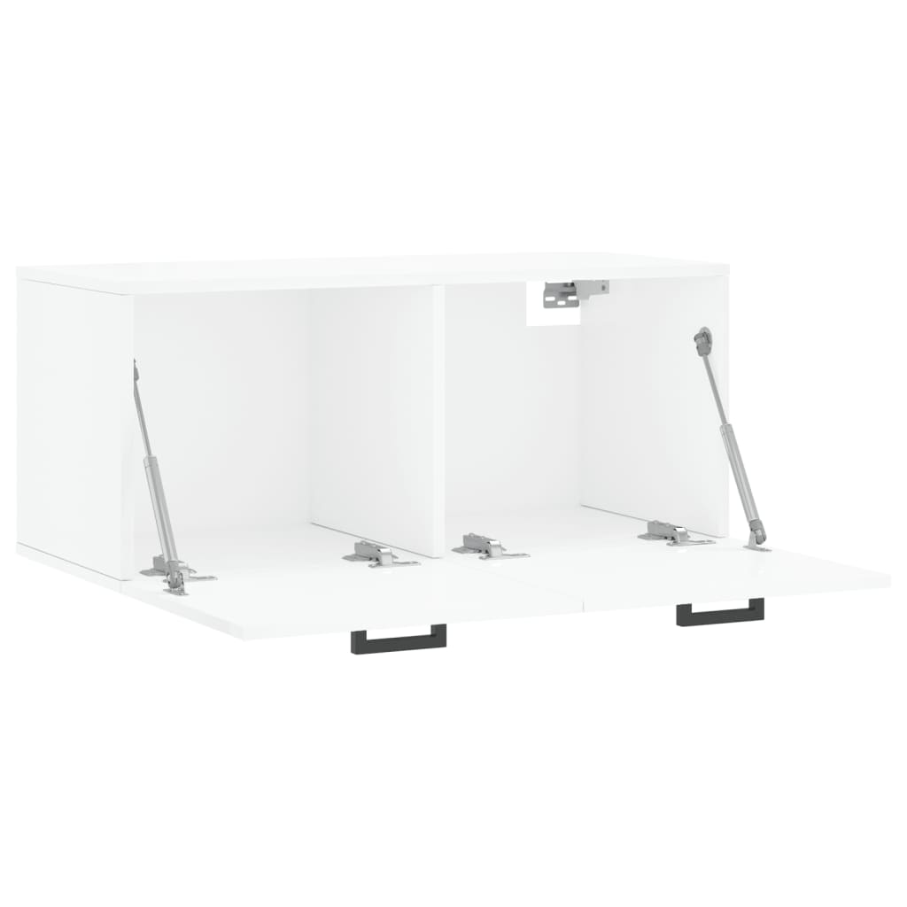 Wall Cabinet High Gloss White 80x36.5x35 cm Wood Material