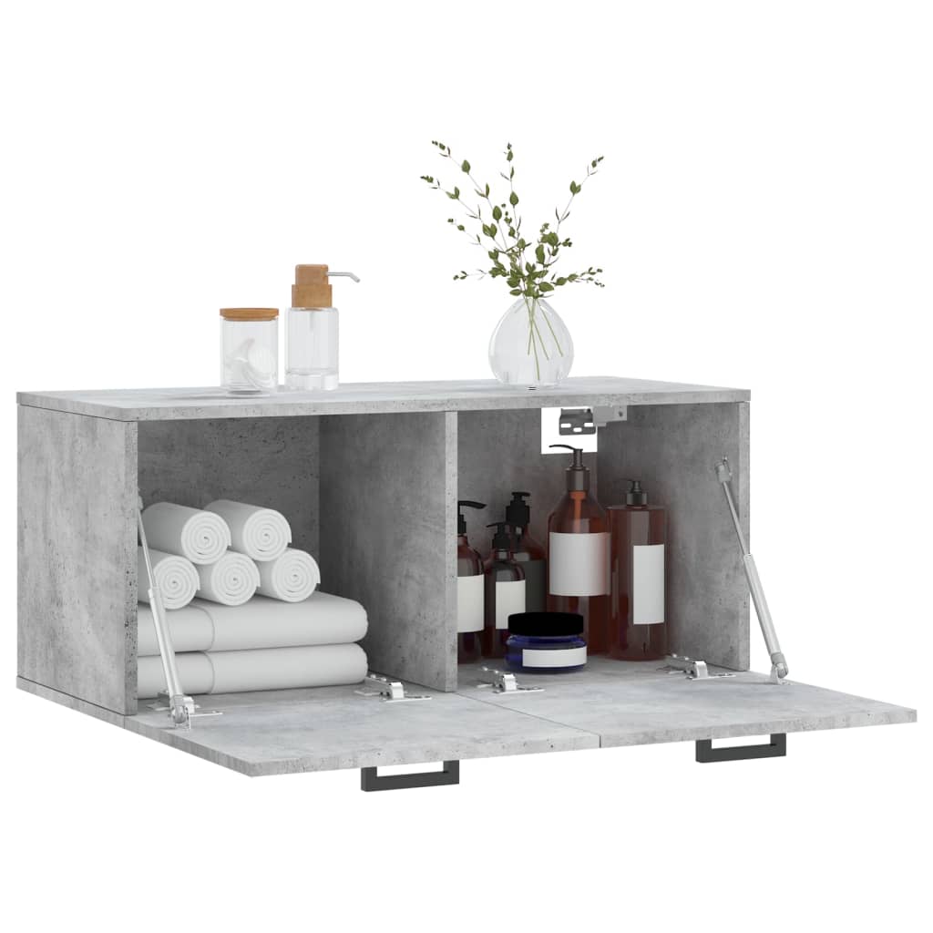 Wall Cabinet Concrete Grey 80x36.5x35 cm Wood Material