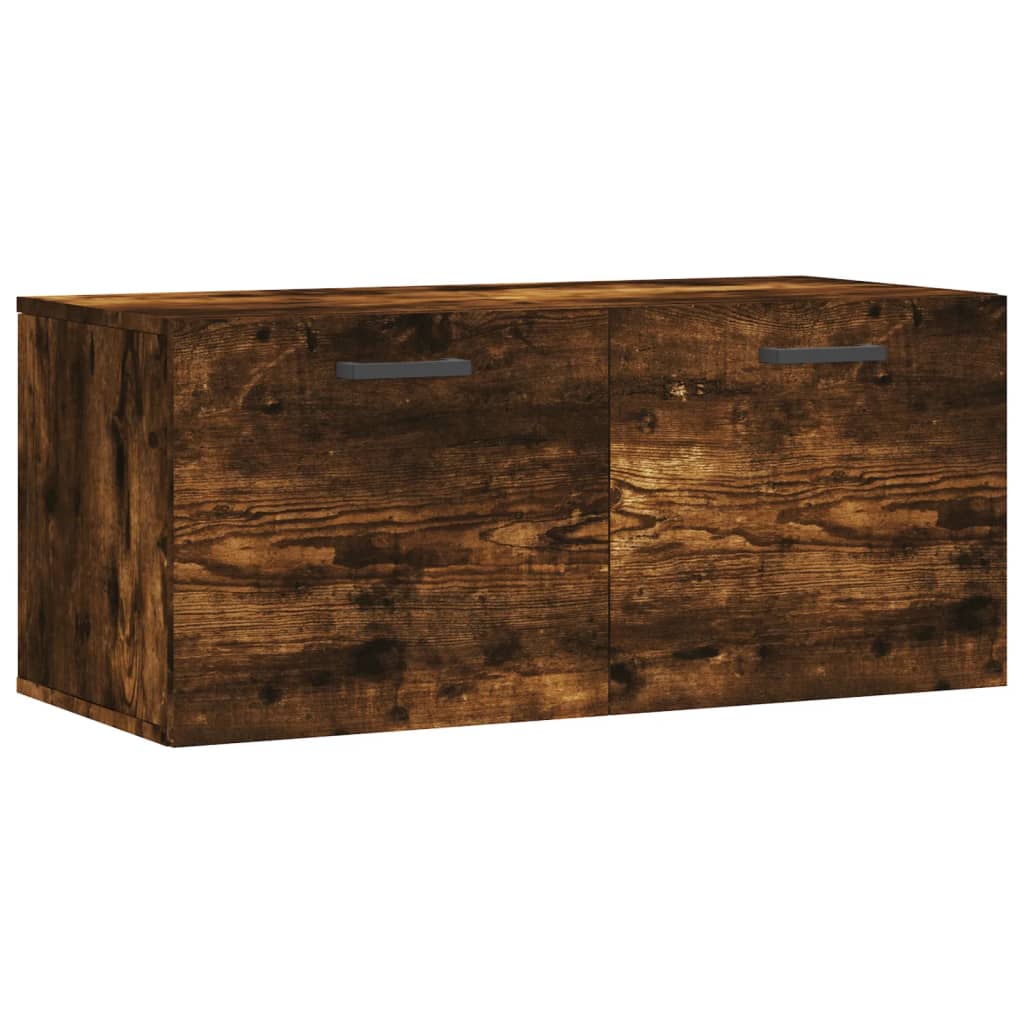 Wall Cabinet Smoked Oak 80x36.5x35 cm Wood Material