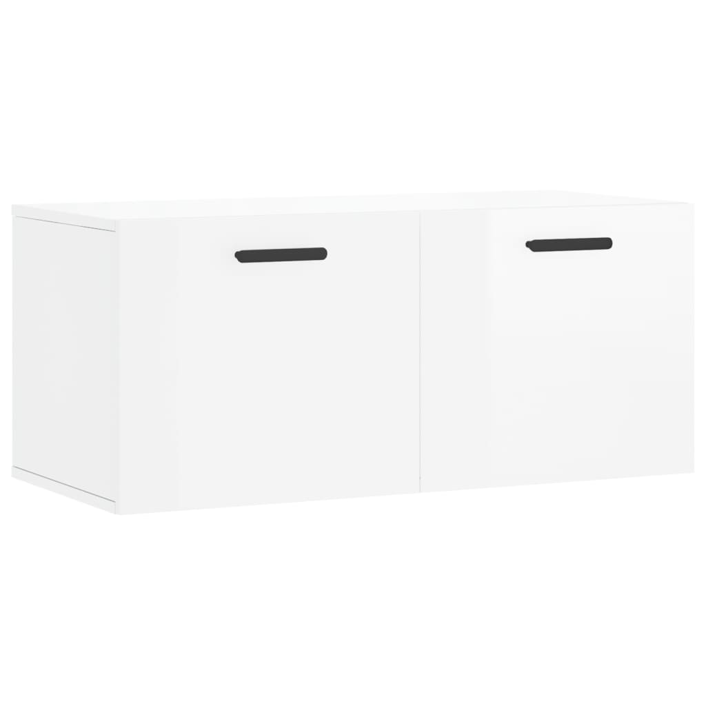 Wall Cabinet High Gloss White 80x36.5x35 cm Wood Material