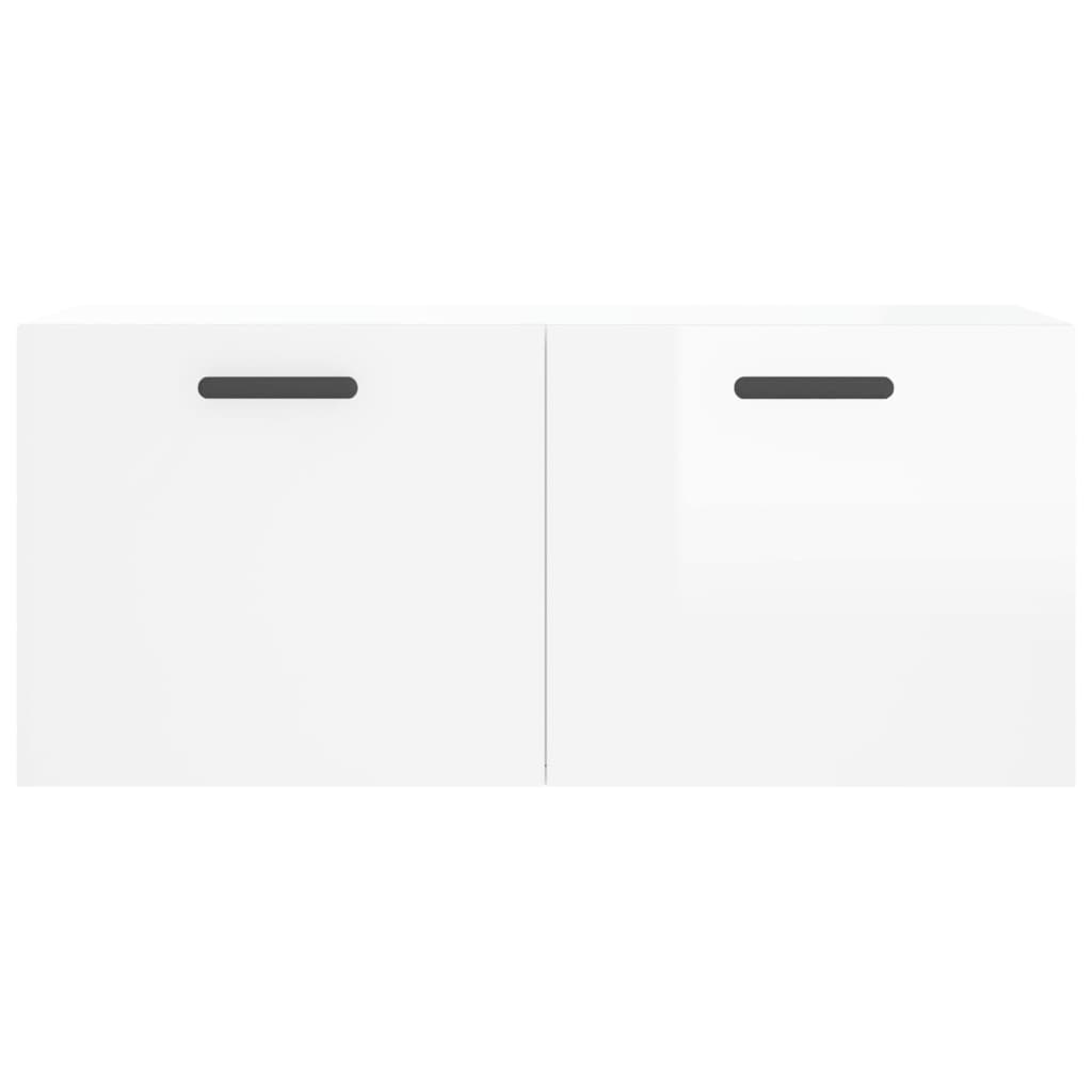 Wall Cabinet High Gloss White 80x36.5x35 cm Wood Material