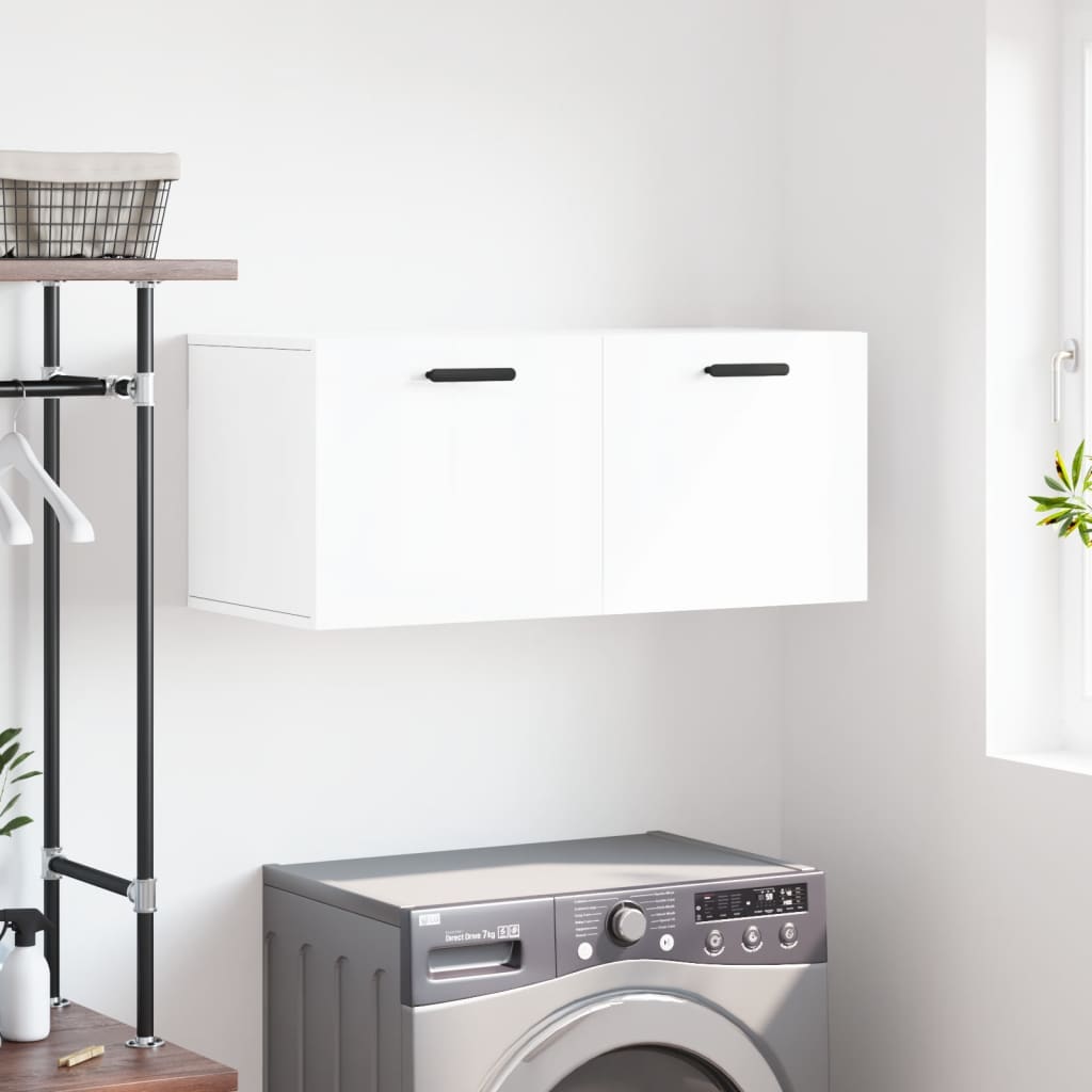 Wall Cabinet High Gloss White 80x36.5x35 cm Wood Material