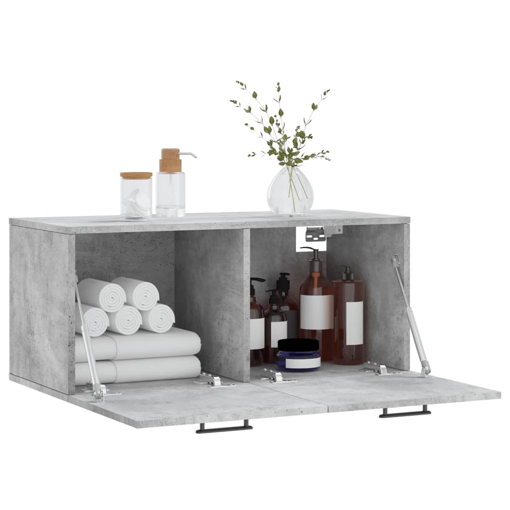 Wall Cabinet Concrete Grey 80x36.5x35 cm Wood Material