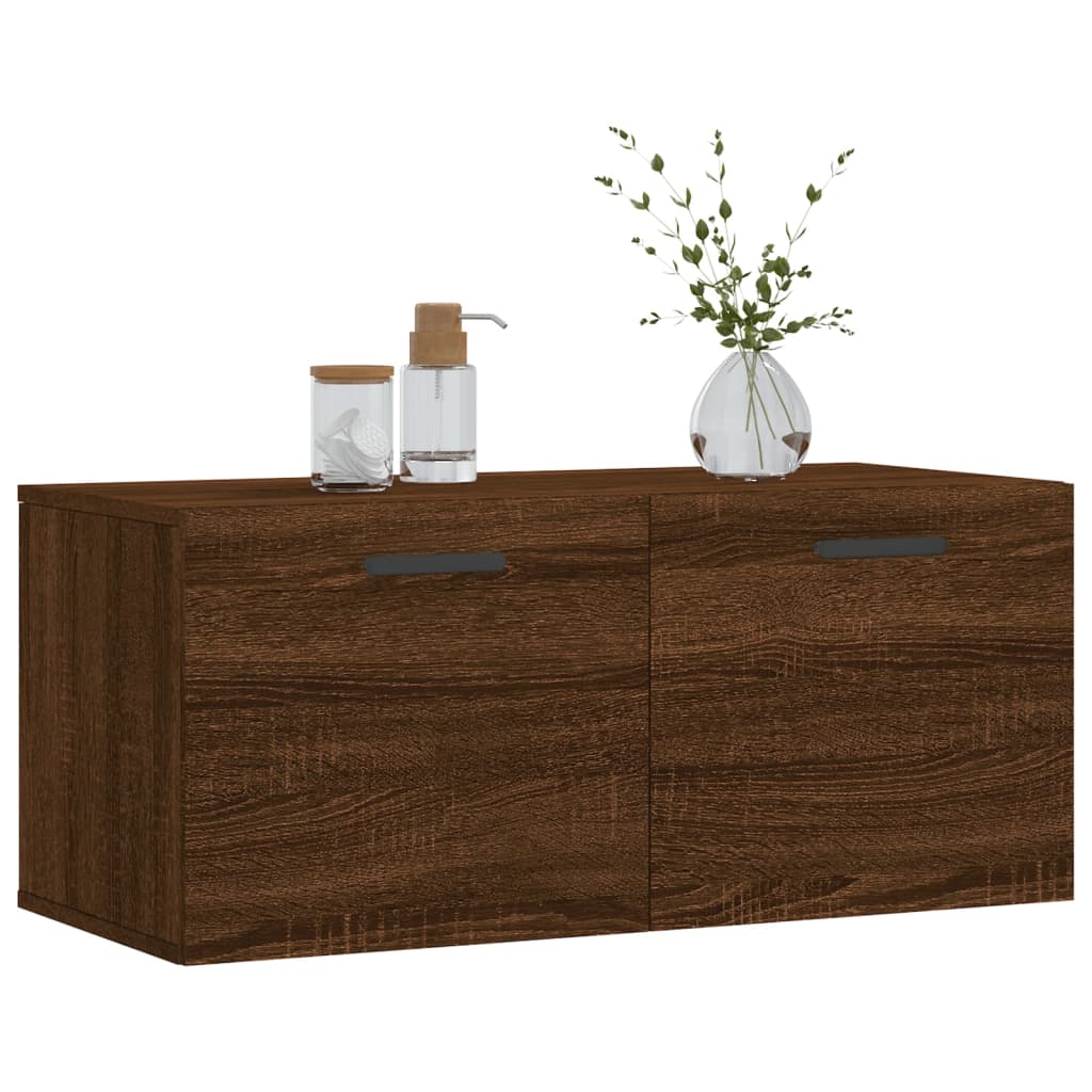 Wall Cabinet Brown Oak Look 80x36.5x35 cm Wood Material