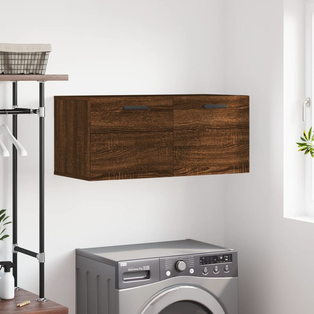 Wall Cabinet Brown Oak Look 80x36.5x35 cm Wood Material