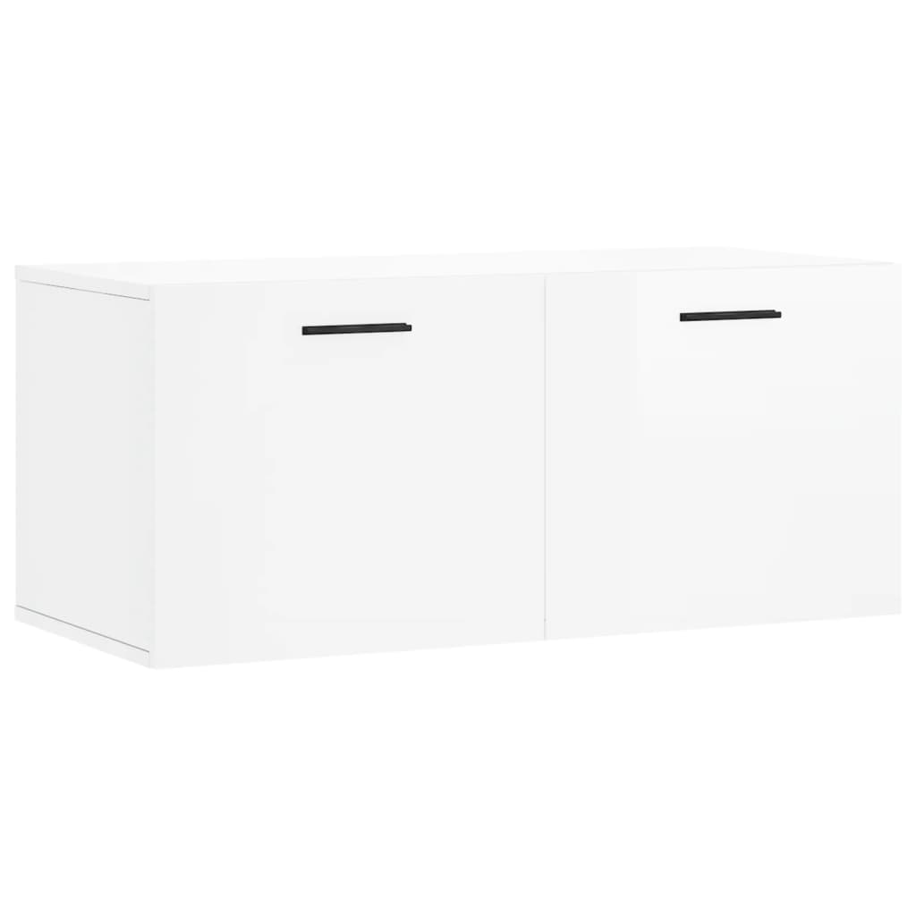 Wall Cabinet High Gloss White 80x36.5x35 cm Wood Material