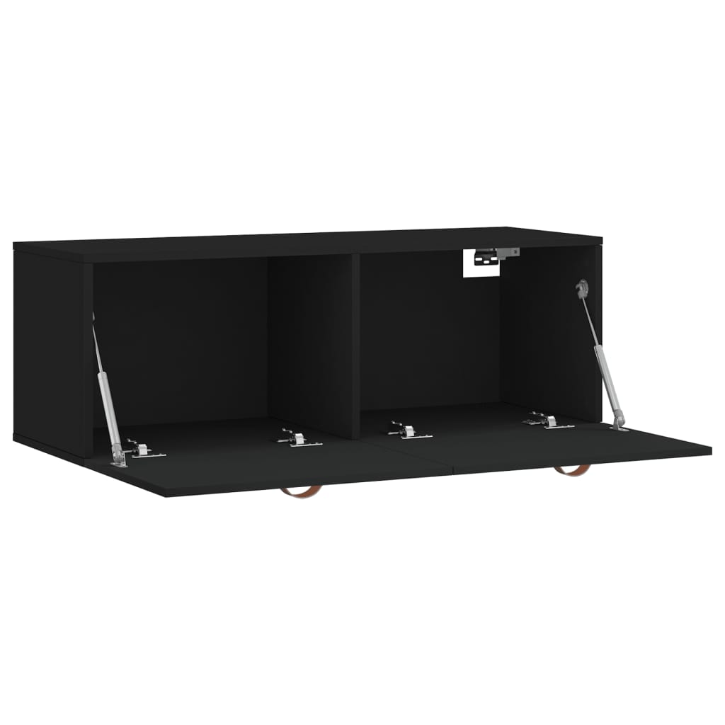 Wall Cabinet Black 100x36.5x35 cm Wood Material