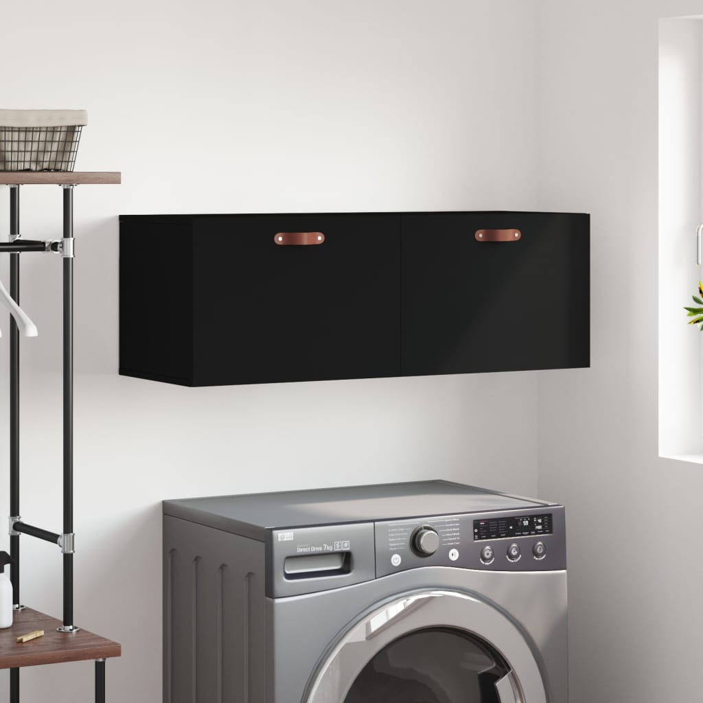 Wall Cabinet Black 100x36.5x35 cm Wood Material