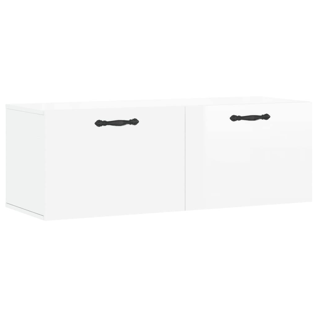 Wall Cabinet High Gloss White 100x36.5x35 cm Wood Material