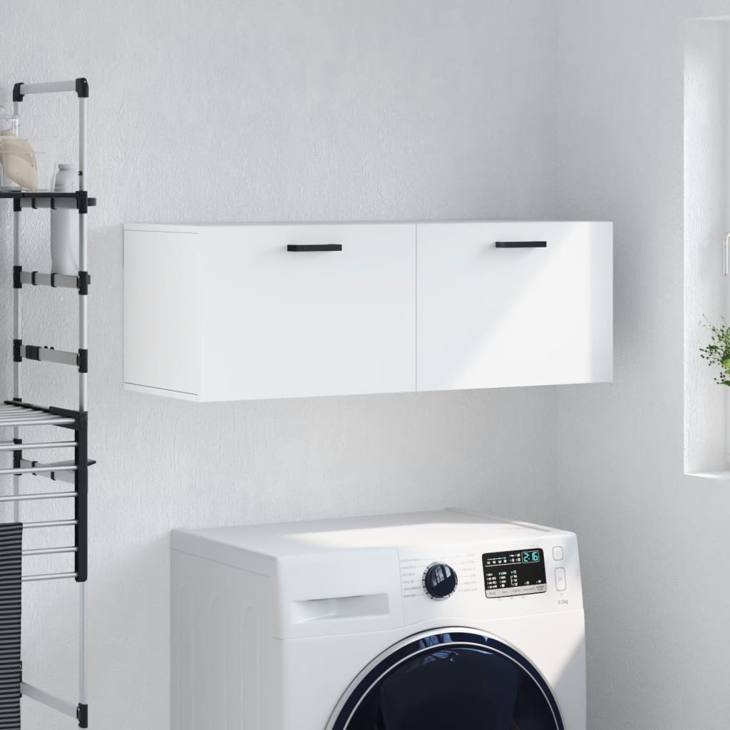 Wall Cabinet White 100x36.5x35 cm Wood Material