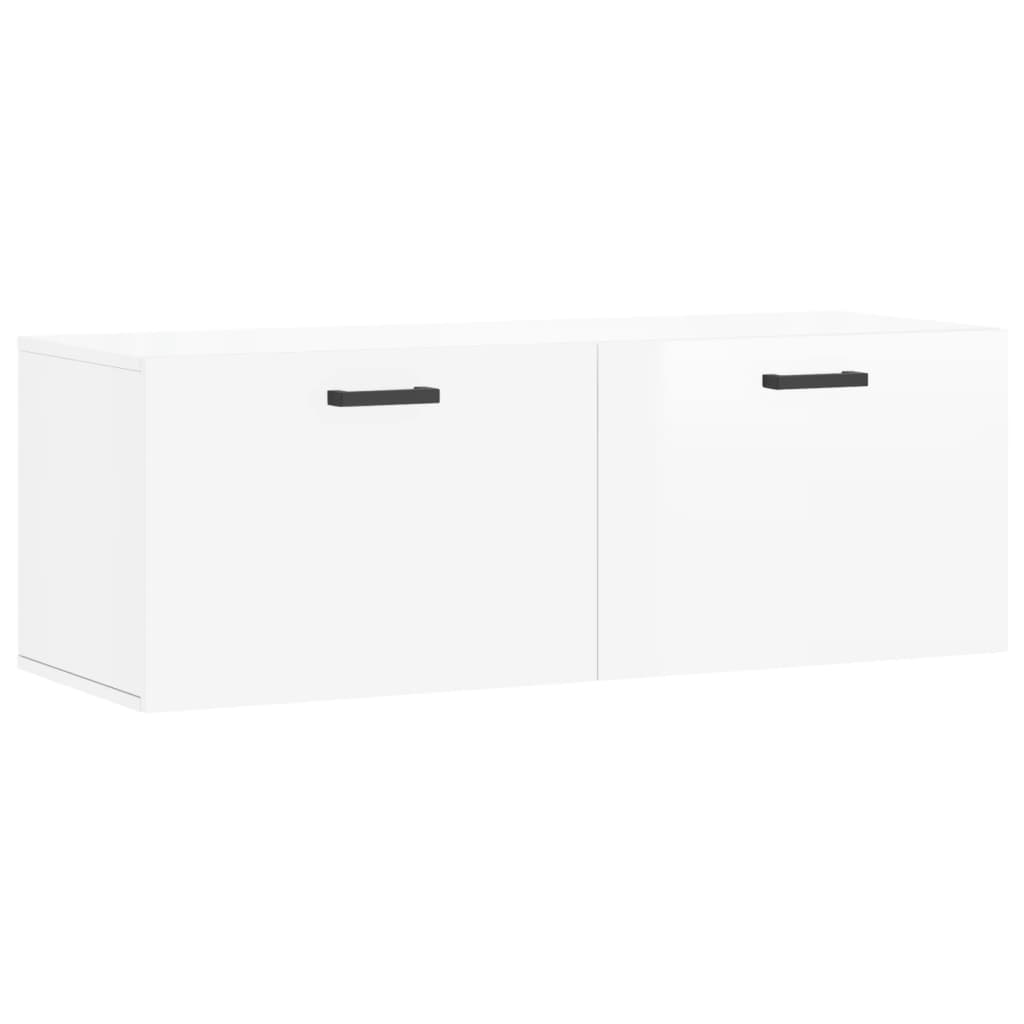 Wall Cabinet High Gloss White 100x36.5x35 cm Wood Material