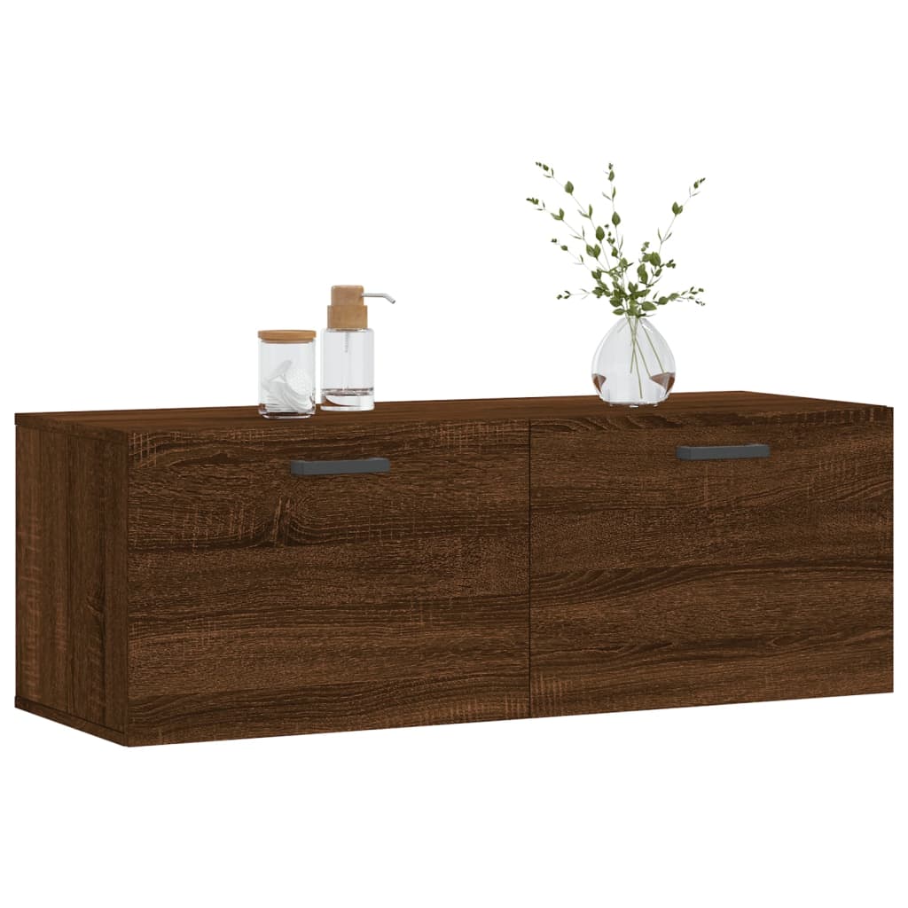 Wall Cabinet Brown Oak Look 100x36.5x35 cm Wood Material