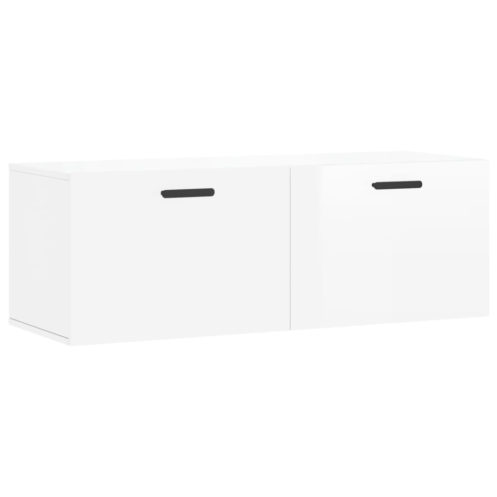 Wall Cabinet High Gloss White 100x36.5x35 cm Wood Material