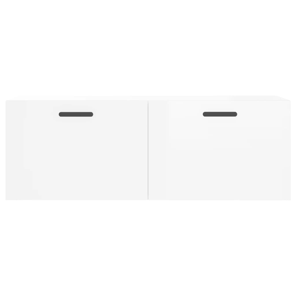 Wall Cabinet High Gloss White 100x36.5x35 cm Wood Material