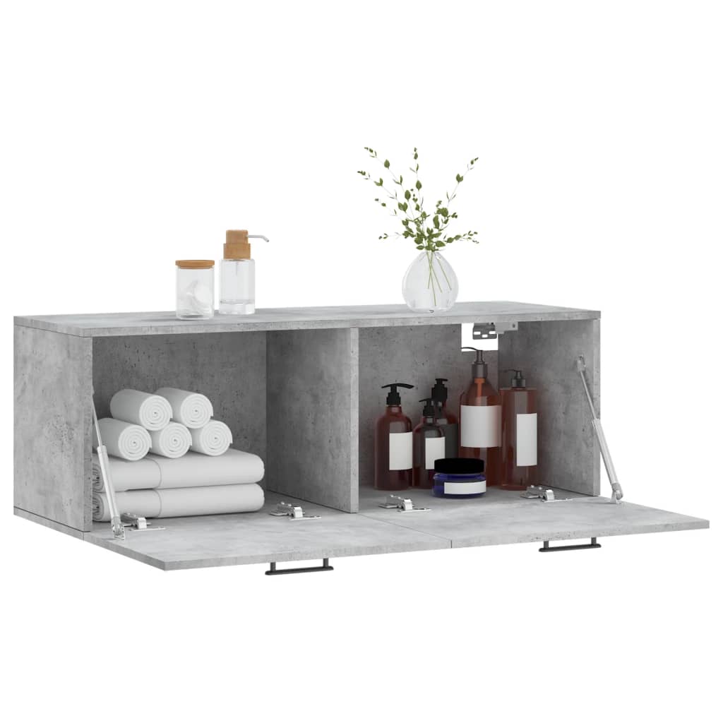 Wall Cabinet Concrete Grey 100x36.5x35 cm Wood Material