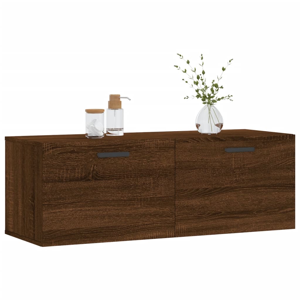 Wall Cabinet Brown Oak Look 100x36.5x35 cm Wood Material