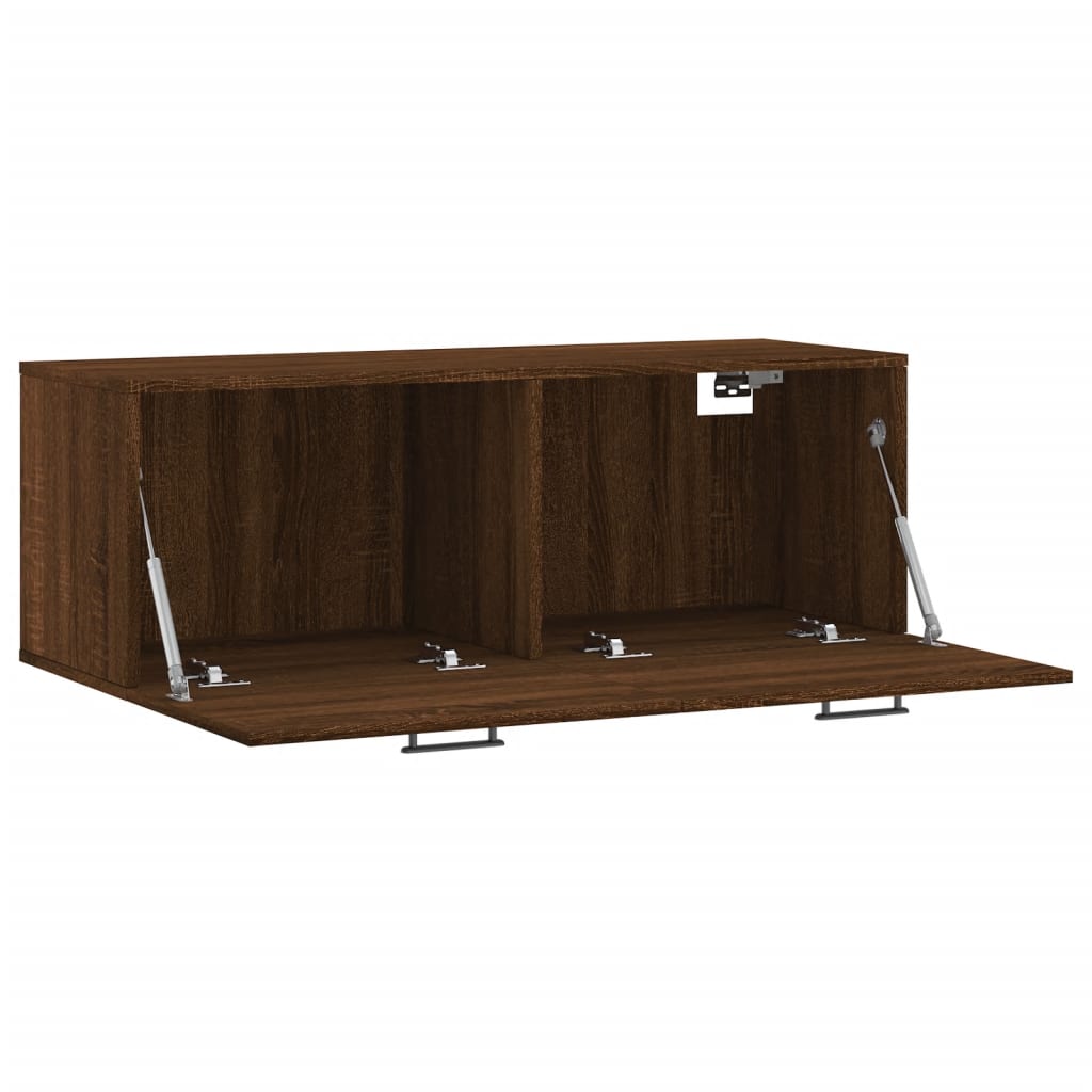 Wall Cabinet Brown Oak Look 100x36.5x35 cm Wood Material