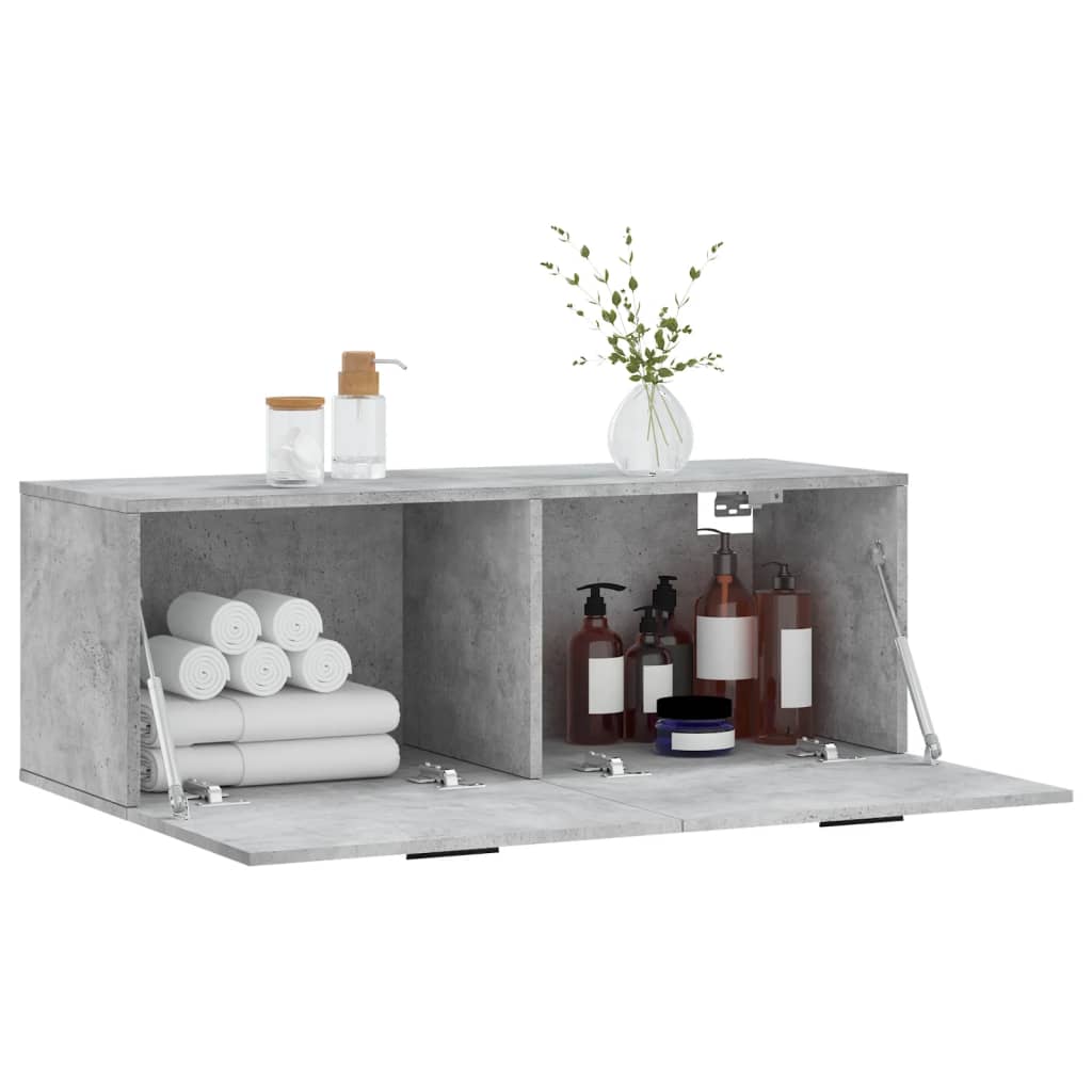 Wall Cabinet Concrete Grey 100x36.5x35 cm Wood Material