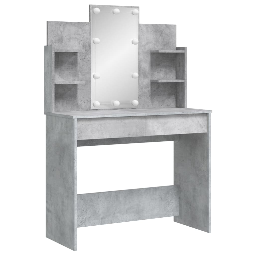 Dressing table with LED lights concrete grey 96x40x142 cm