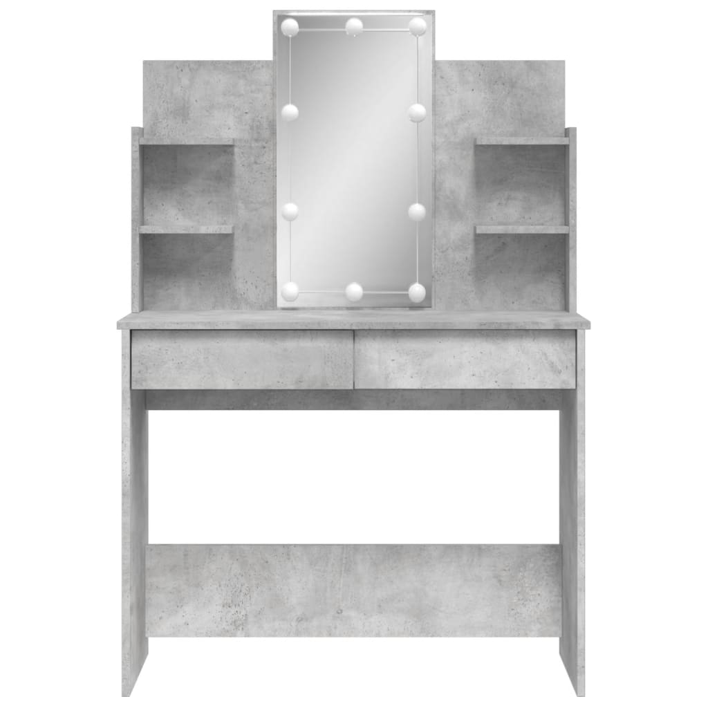 Dressing table with LED lights concrete grey 96x40x142 cm