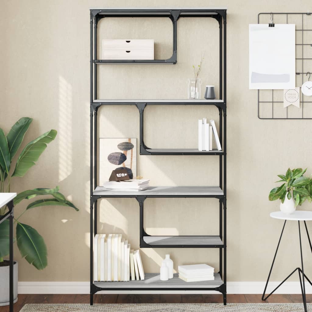 Bookshelf Gray Sonoma 81x36x176 cm Wood Material