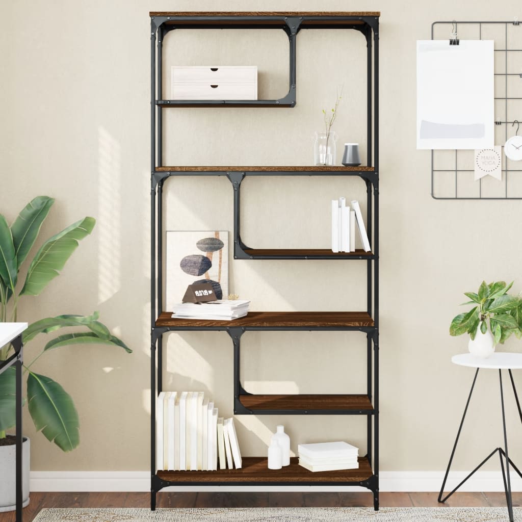 Bookshelf Brown Oak Look 81x36x176 cm Wood Material