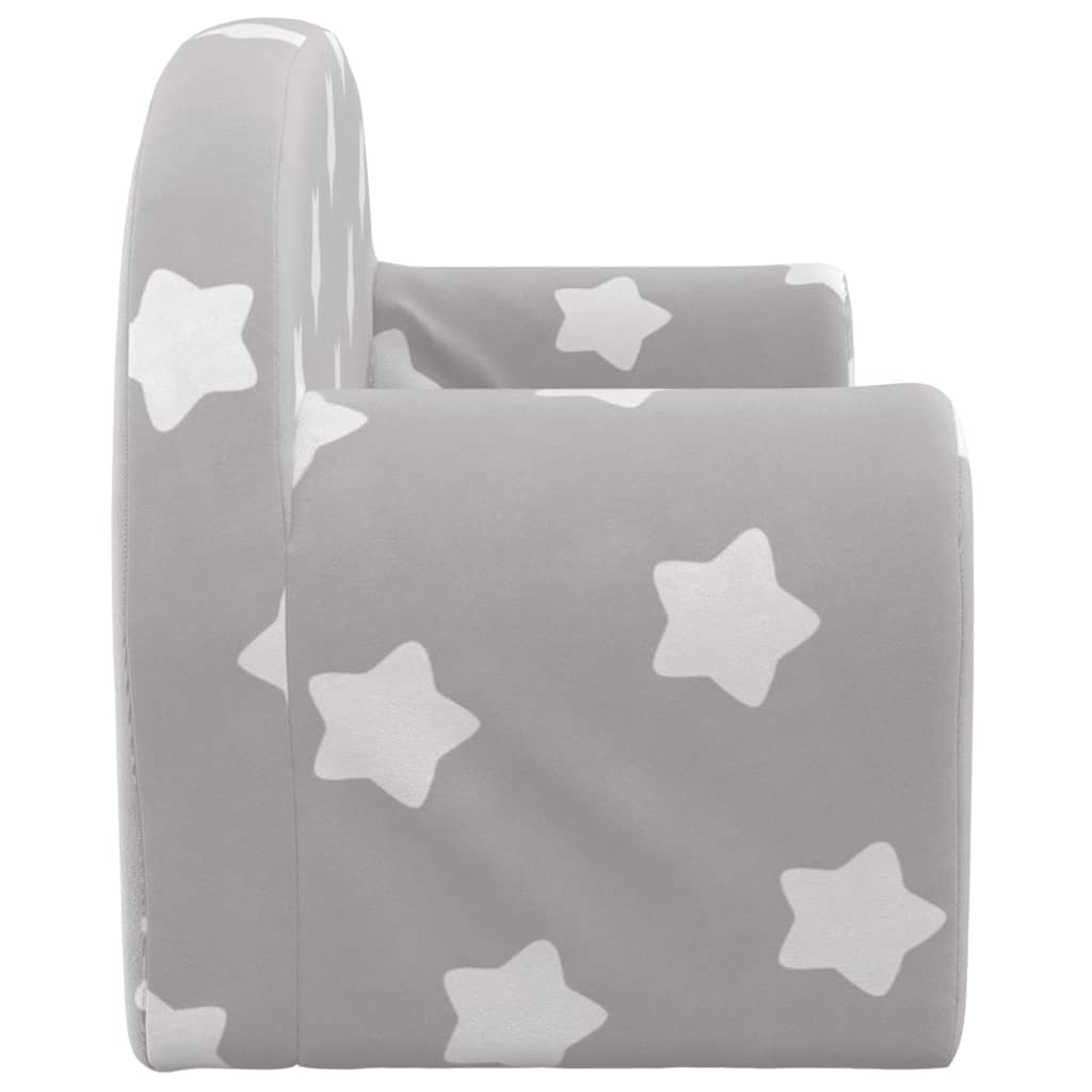 Children's Sofa 2-Seater Light Grey with Stars Soft Plush