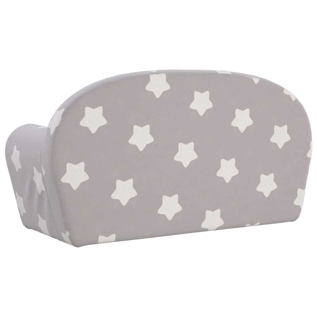 Children's Sofa 2-Seater Light Grey with Stars Soft Plush