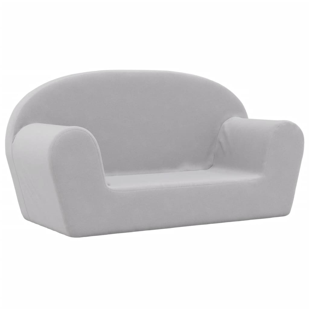 Children's Sofa 2-Seater Light Gray Soft Plush