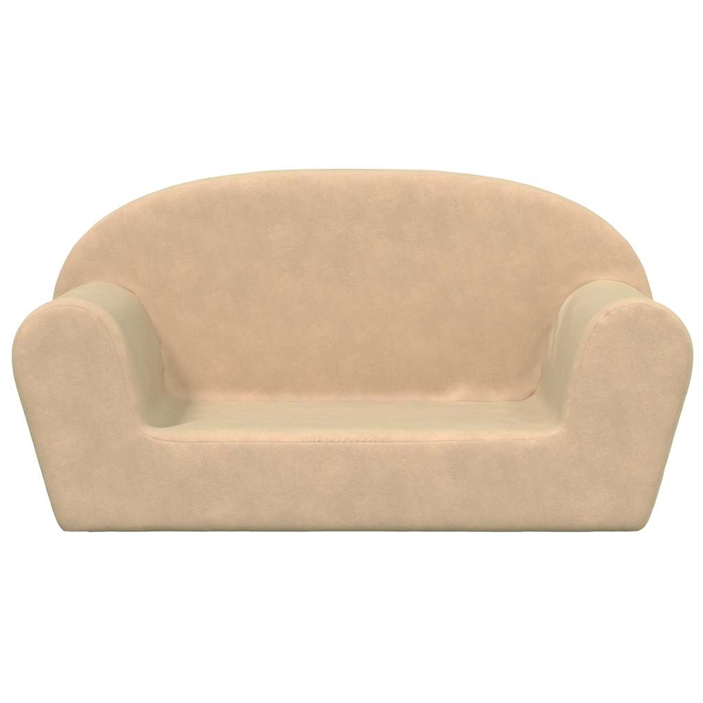 Children's Sofa 2-Seater Cream Soft Plush