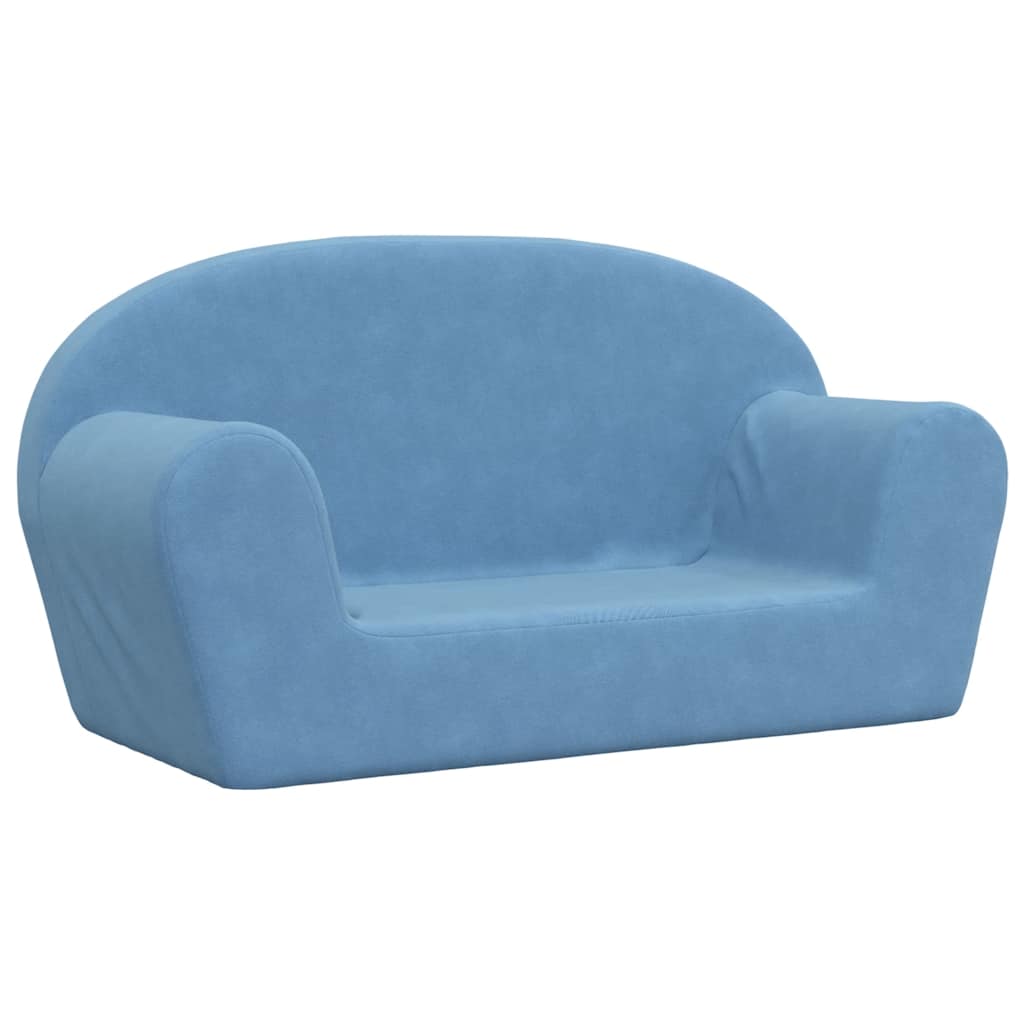 Children's Sofa 2-Seater Blue Soft Plush