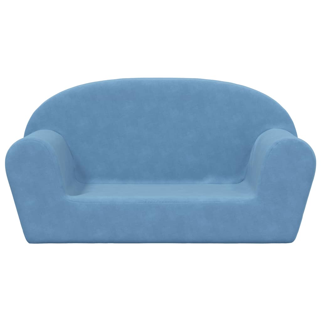 Children's Sofa 2-Seater Blue Soft Plush