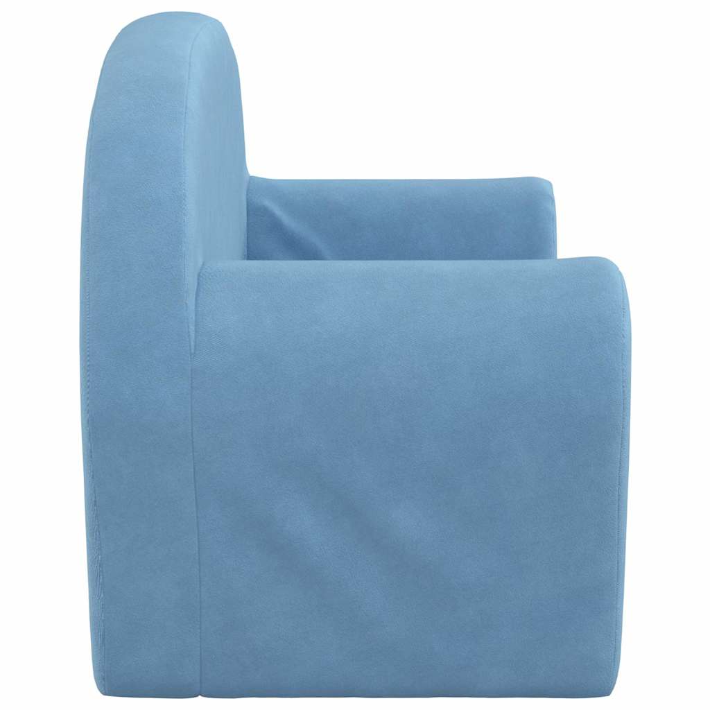 Children's Sofa 2-Seater Blue Soft Plush