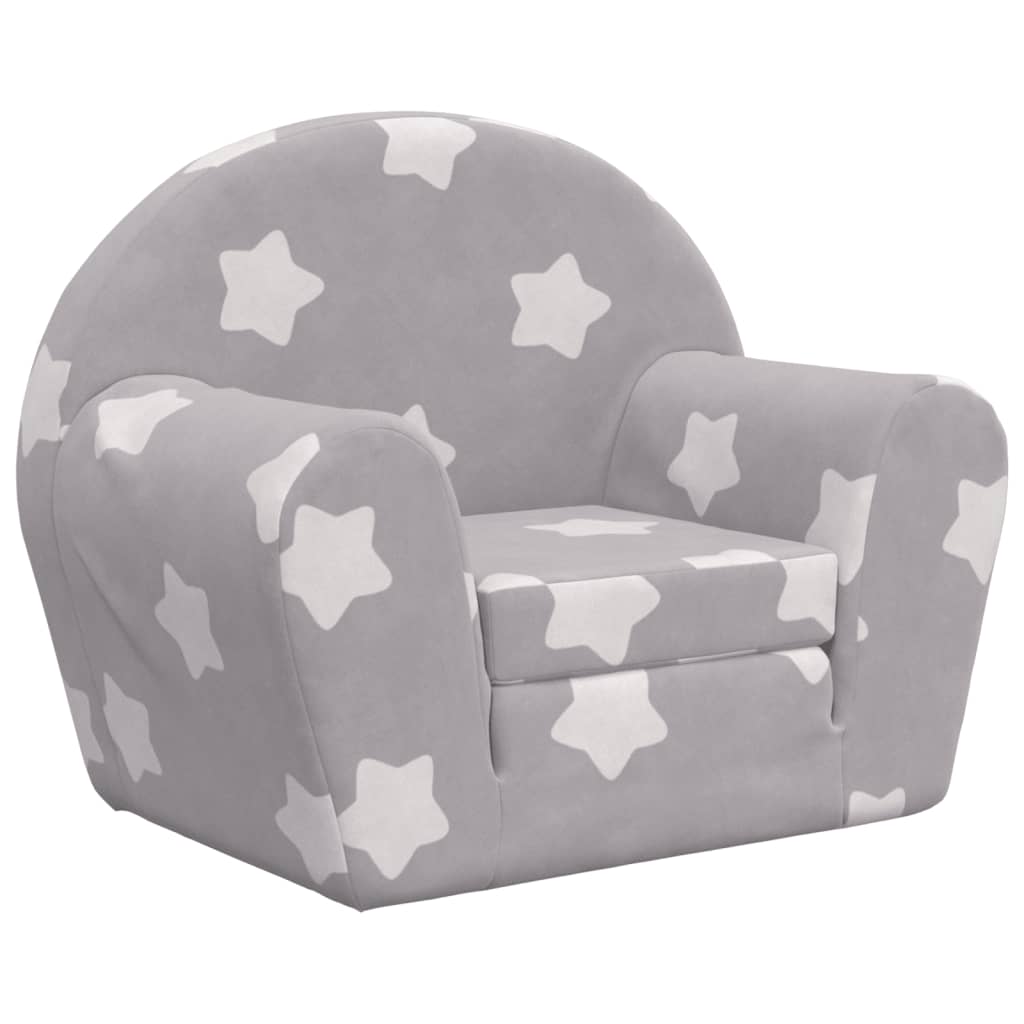 Sofa Bed for Children Light Gray Stars Soft Plush