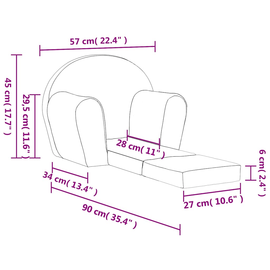 Sofa Bed for Children Cream Soft Plush