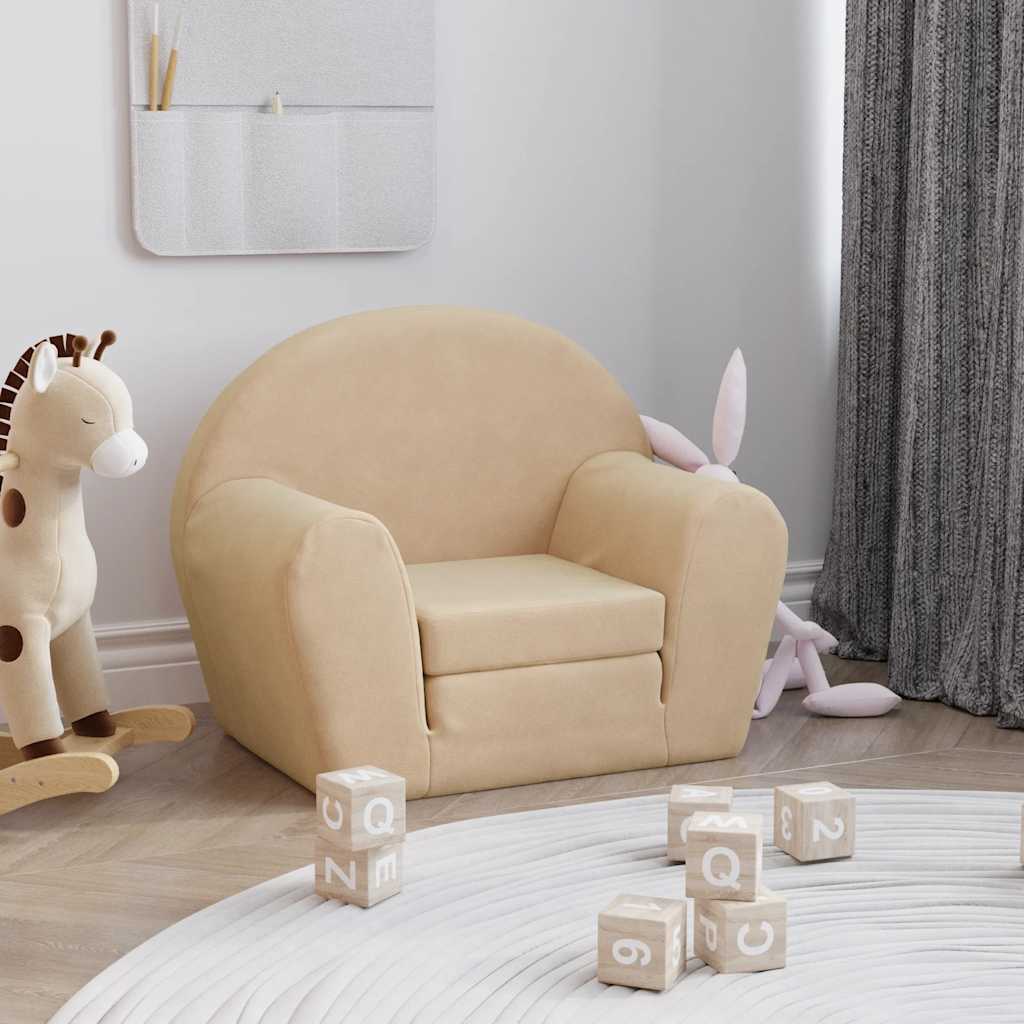 Sofa Bed for Children Cream Soft Plush