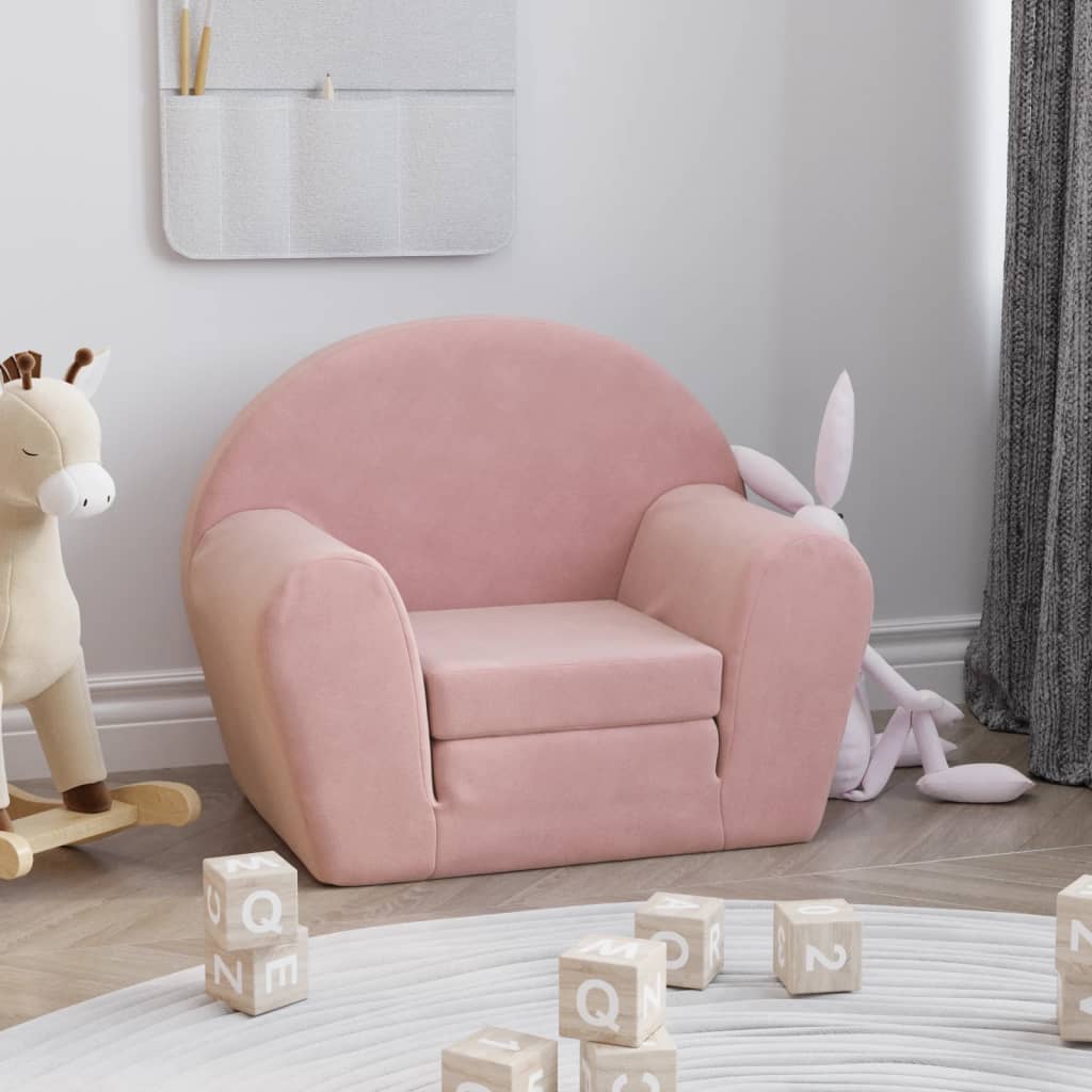 Sofa Bed for Children Pink Soft Plush