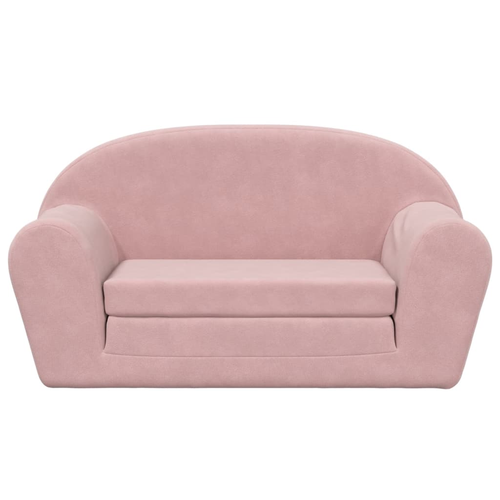 Children's Sofa Bed 2-Seater Pink Soft Plush