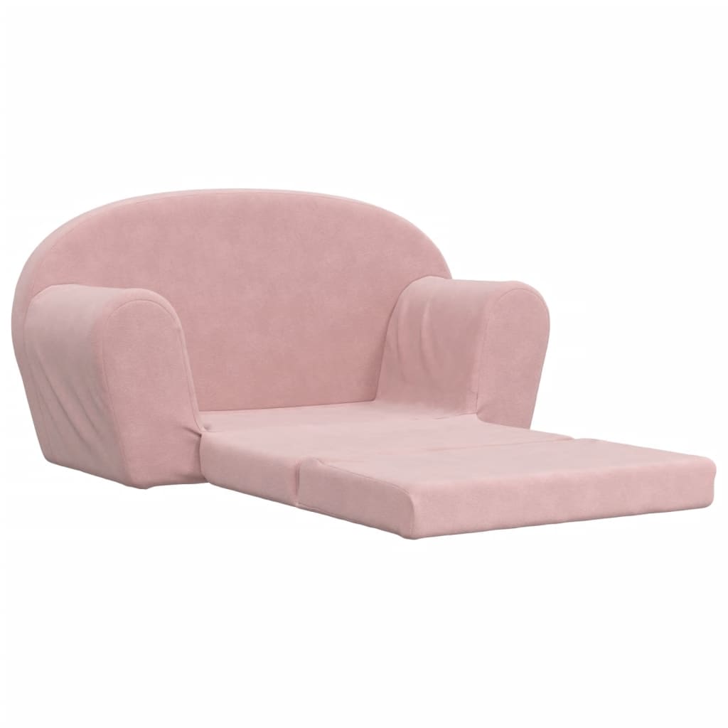 Children's Sofa Bed 2-Seater Pink Soft Plush