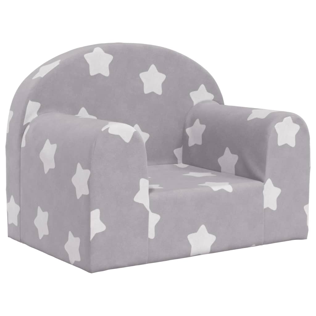 Children's Sofa Light Grey with Stars Soft Plush