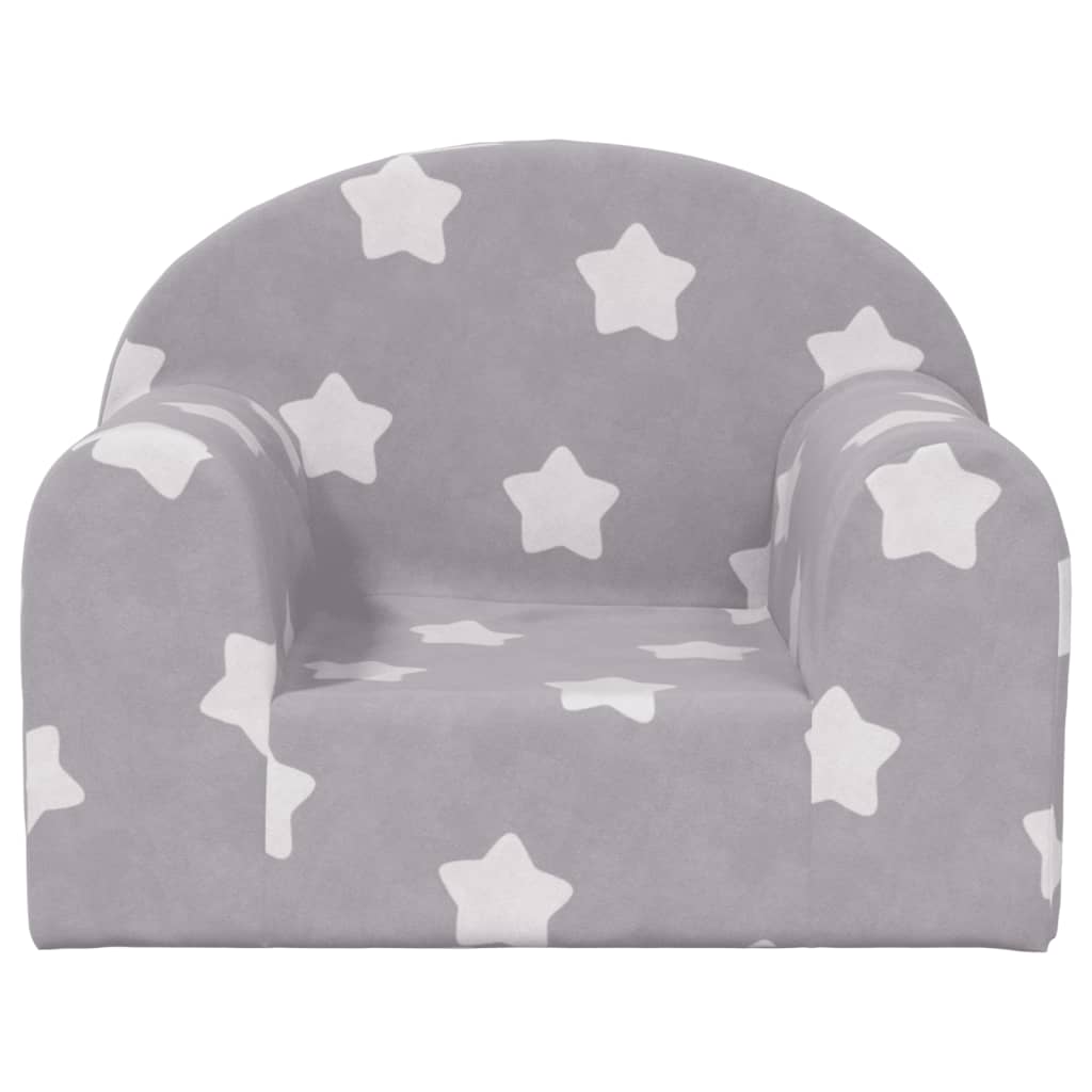 Children's Sofa Light Grey with Stars Soft Plush